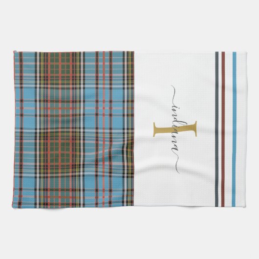 Monogram script vastgelegd Tartan Clan Anderson Ch Theedoek (Horizontaal)