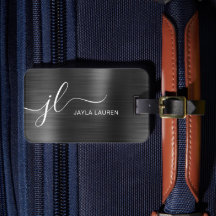 Monogram Script Zwart Grijs Faux Metal Steel