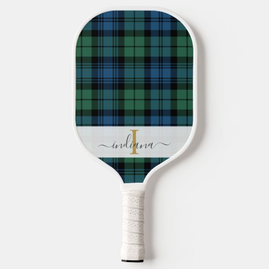 Monogram scriptnaam Pset Clan Campbell Tartan Pickleball Paddle (Achterkant)