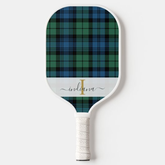 Monogram scriptnaam Pset Clan Campbell Tartan Pickleball Paddle (Voorkant)