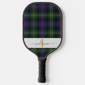 Monogram scriptnaam Spuit Groen Paars Tartan Pickleball Paddle (Achterkant)