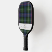 Monogram scriptnaam Spuit Groen Paars Tartan Pickleball Paddle (Links)