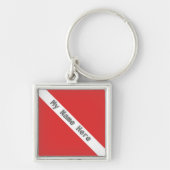 MONOGRAM SCUBA DIVING LOGO RED DIVER FLAG SLEUTELHANGER (Voorkant)