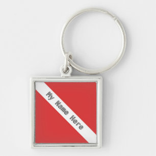 MONOGRAM SCUBA DIVING LOGO RED DIVER FLAG SLEUTELHANGER