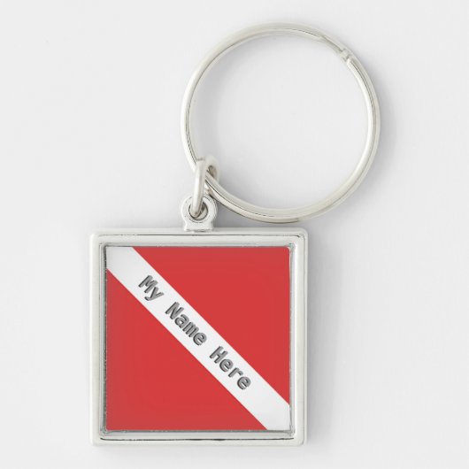 MONOGRAM SCUBA DIVING LOGO RED DIVER FLAG SLEUTELHANGER (Voorkant)