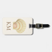 Monogram  Seashell op Cream en Brown Bagagelabel (Voorkant horizontaal)