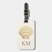 Monogram  Seashell op Cream en Brown Bagagelabel (Voorkant verticaal)