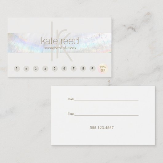 Monogram Seashell Stripe 10 Punch Klantloyaliteit Visitekaartje (Voorkant / Achterkant)