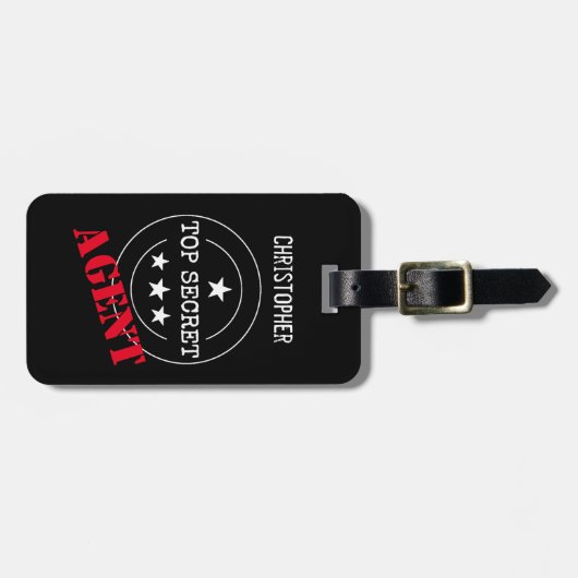 Monogram Secret Agent Kinder Bagagelabel (Voorkant horizontaal)