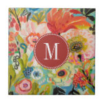 Monogram | Secret Garden Floral III Tegeltje<br><div class="desc">Secret Garden Floral III van Karen Fields</div>