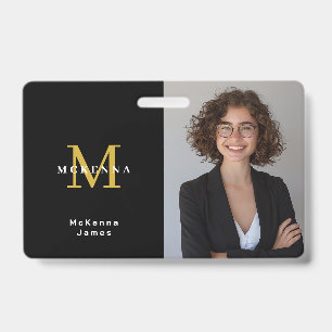 Monogram Security ID Name Tag QR-code Badge