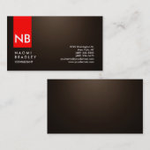 Monogram Sepia Brown Red Modern Consultant Visitekaartje (Voorkant / Achterkant)