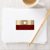 Monogram Sepia Gold Black Minimale maroon RSVP Etiket (Insitu)