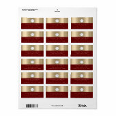 Monogram Sepia Gold Black Minimale maroon RSVP Etiket (Full Sheet)