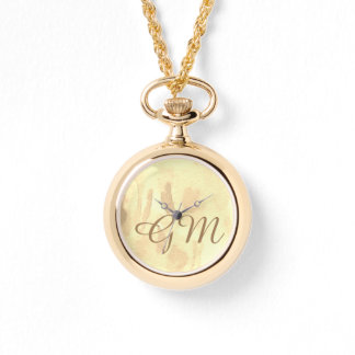 Monogram Sepia Waterverf Dames Horloge