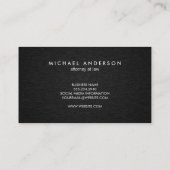 Monogram Serif Corporate Minimal Black Linen Visitekaartje (Achterkant)