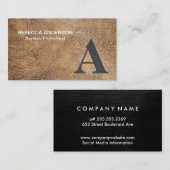 Monogram Serif Grijs, Bruin Leren Visitekaartje (Voorkant / Achterkant)