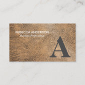 Monogram Serif Grijs, Bruin Leren Visitekaartje (Voorkant)