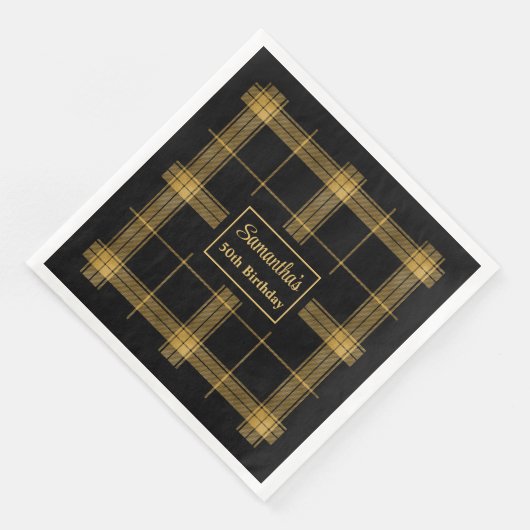 Monogram Servetten Luxe Zwart Goud Huwelijksaccent (Hoek)