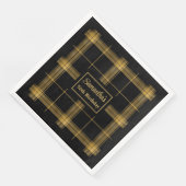 Monogram Servetten Luxe Zwart Goud Trouw Accent (Hoek)
