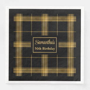 Monogram Servetten Luxe Zwart Goud Trouw Accent