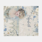 Monogram Shabby Chic  Lady Blue Floral Fleece Deken (Voorkant (Horizontaal))