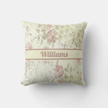 Monogram Shabby Chic Pink Green Roos Floral