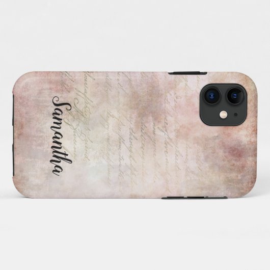 Monogram Shabby Chic Pink Rose  Case-Mate iPhone Case (Achterkant (horizontaal))