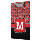 Monogram Shabby Chic Red, Black & White Poppies Klembord (Links)