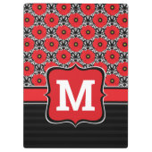 Monogram Shabby Chic Red, Black & White Poppies Klembord (Achterkant)