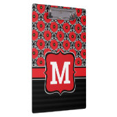Monogram Shabby Chic Red, Black & White Poppies Klembord (Rechts)