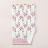 Monogram Shabby Chic Roze Bloem Bad Handdoek (Handdoek)