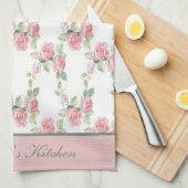 Monogram Shabby Chic Roze Bloem Theedoek (Quarter Fold)