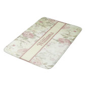 Monogram Shabby Chic Roze Groene Roos Bloemig Badmat (Gekanteld)