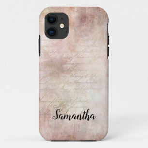 Monogram Shabby Chic Roze Roos Vintage Case-Mate iPhone Case