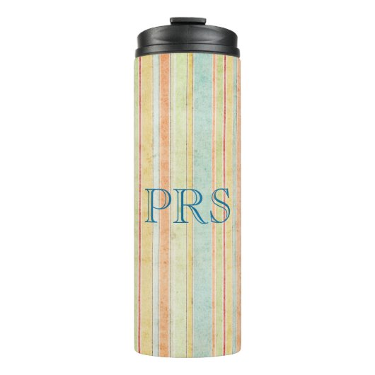 Monogram Shabby Stripes Thermosbeker (Voorkant)