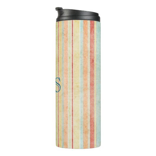 Monogram Shabby Stripes Thermosbeker (Geroteerd rechts)