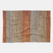 Monogram Shades van grijs en Oranje Ombre Striped Theedoek (Horizontaal)