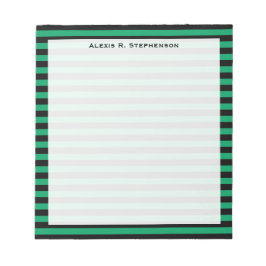 Monogram Shamrock Green en Black Stripe Notitieblok