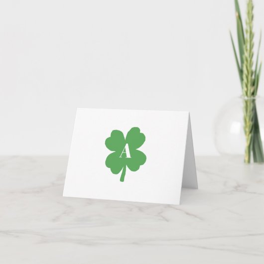 Monogram Shamrock Ierse Waterverf Textuur Feestdagen Kaart (Voorkant)