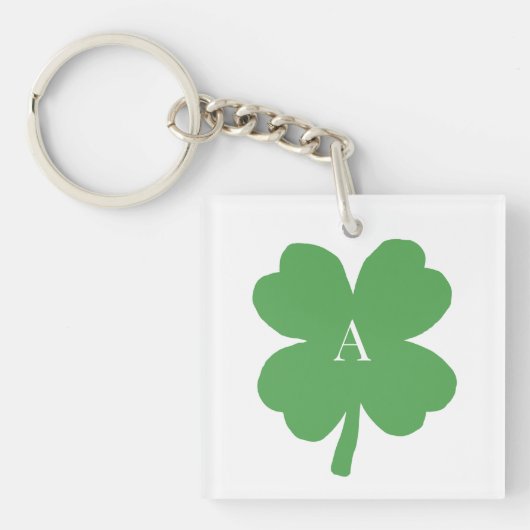 Monogram Shamrock Irish Green Painting Sleutelhanger (voorkant)