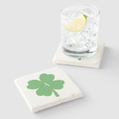 Monogram Shamrock Irish Green Painting Stenen Onderzetter (Zijkant)
