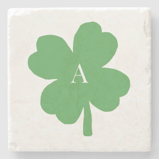 Monogram Shamrock Irish Green Painting Stenen Onderzetter (Voorkant)