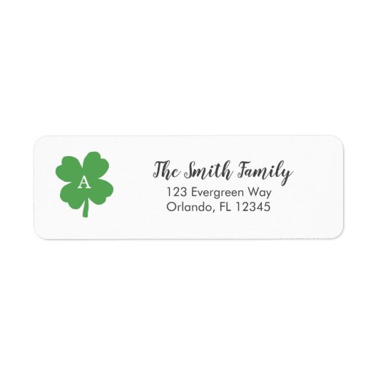 Monogram Shamrock Irish Painting Art Address Label (Voorkant)
