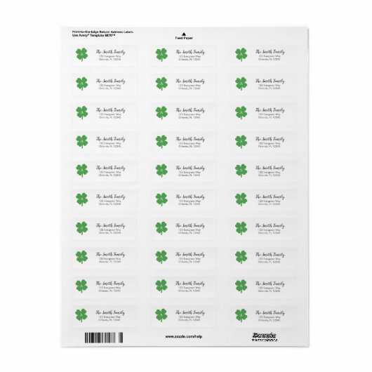 Monogram Shamrock Irish Painting Art Address Label (Full Sheet)