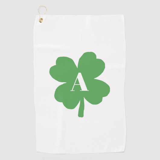 Monogram Shamrock Irish Pattern Golfhanddoek (Voorkant)