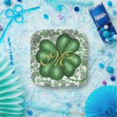 Monogram Shamrock Papieren Bordje (Feest)