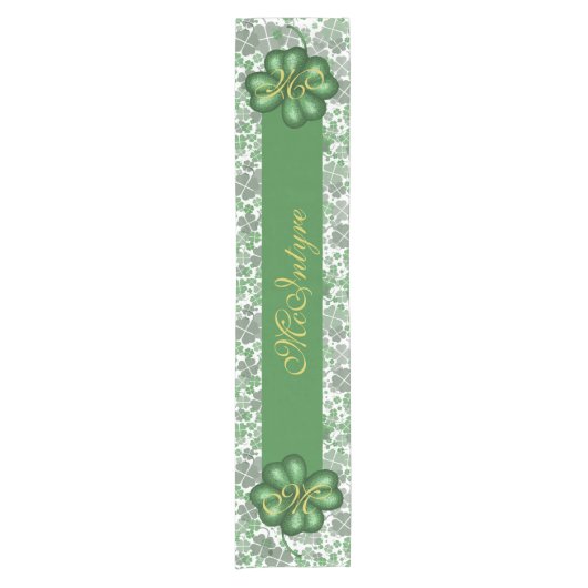 Monogram Shamrock Table Runner Korte Tafelloper (Voorkant)