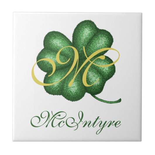 Monogram Shamrock Tegeltje (Voorkant)