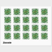 Monogram Shamrock Vierkante Sticker (Vel)